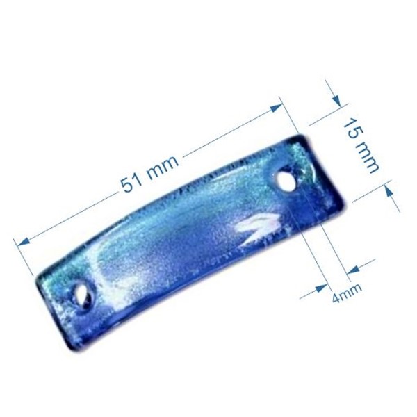 Bead curved two-hole spacer made of tempered glass