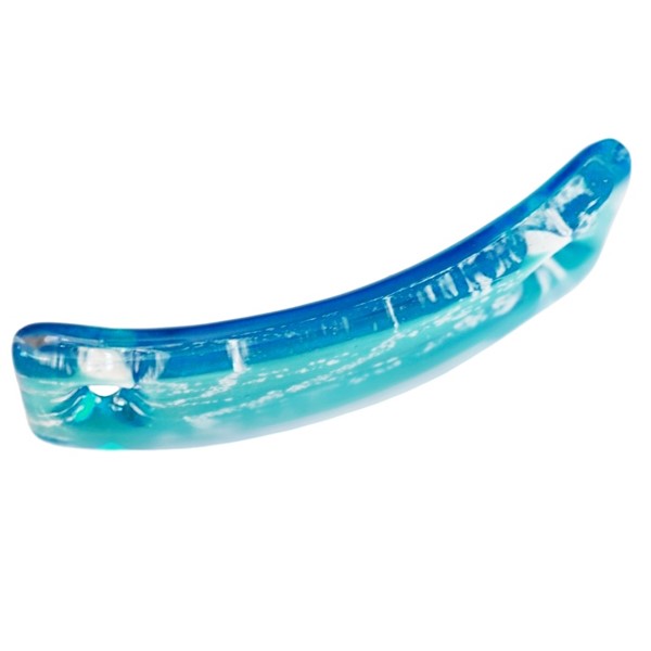 Bead curved two-hole spacer made of tempered glass