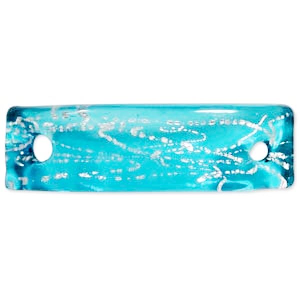 Bead curved two-hole spacer made of tempered glass DV002