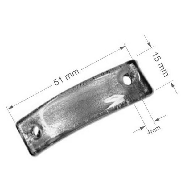 Bead curved two-hole spacer made of tempered glass DV002
