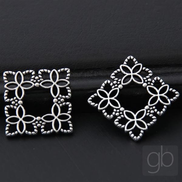 Filigree square 15 x 15 mm Antique silver 