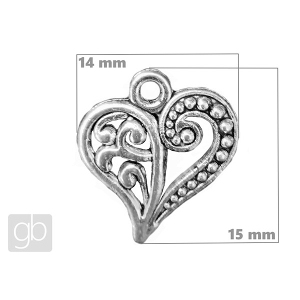 Pendant Heart 14x15 mm Platin