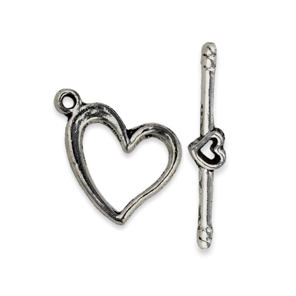 Toggle Clasps Findings 15 x 13 mm Old Silber