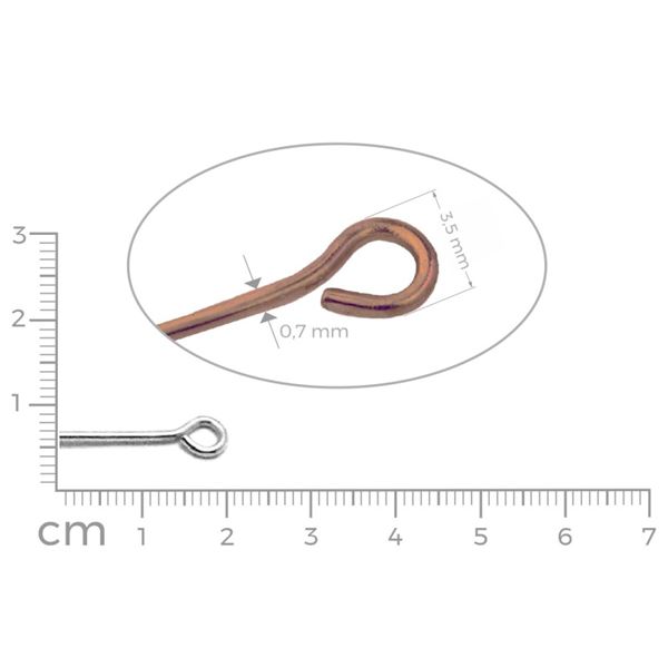 Eye pins OLD COPPER 20 mm 50 pcs.