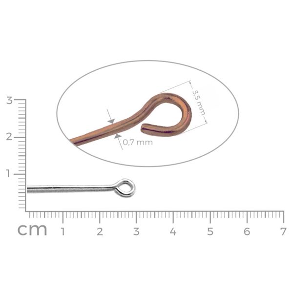 Eye pins OLD COPPER 30 mm 15 ks