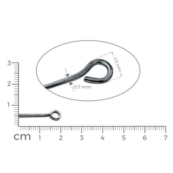 Eye pins HEMATITE 20 mm 50 pcs.