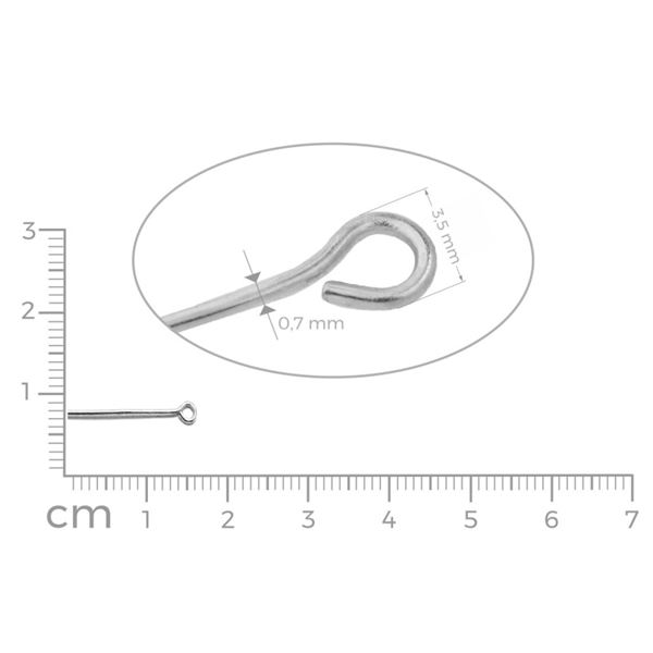 Eye pins SILVER 16 mm 50 pcs.