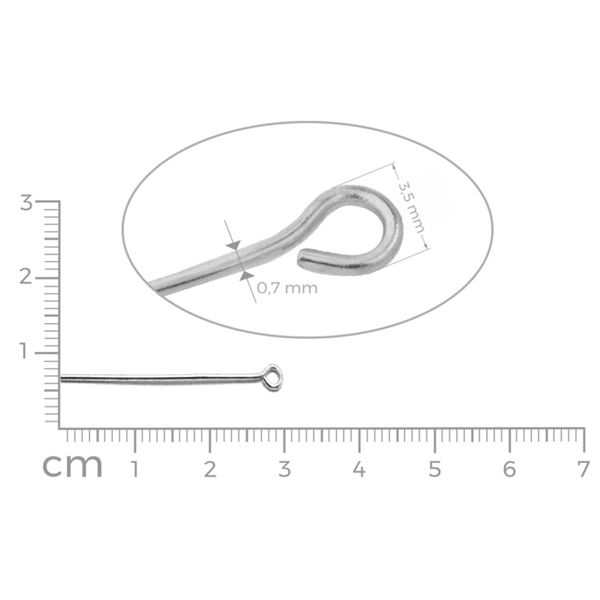 Eye pins SILVER 30 mm 15 ks