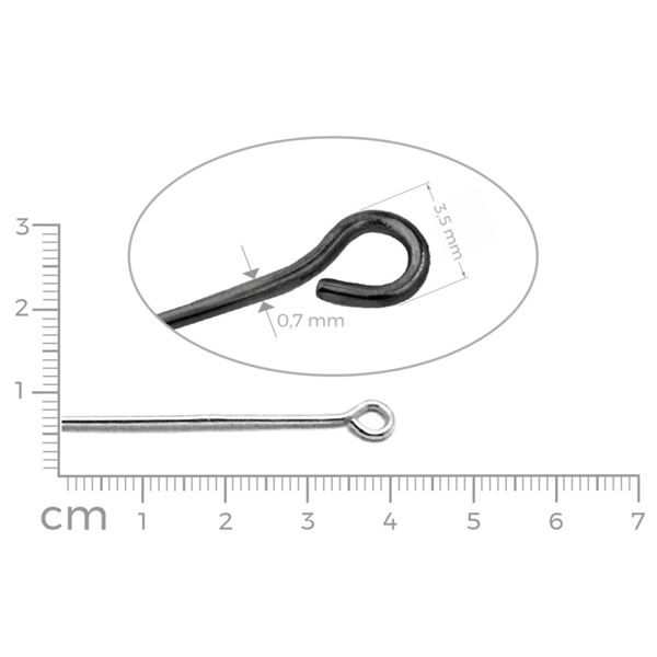 Eye pins HEMATITE 40 mm 15 ks