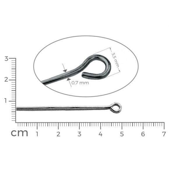 Eye pins HEMATITE 50 mm 50 ks