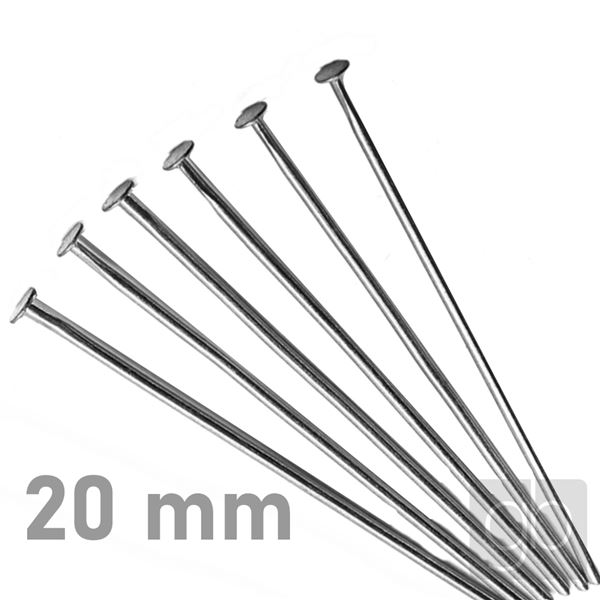 Flat Head Pins HEMATITE 20 mm 50 pcs.