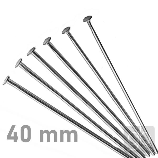 Flat Head Pins HEMATITE 40 mm 50 pcs.