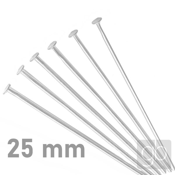 Flat Head Pins SILVER 25 mm 50 pcs.
