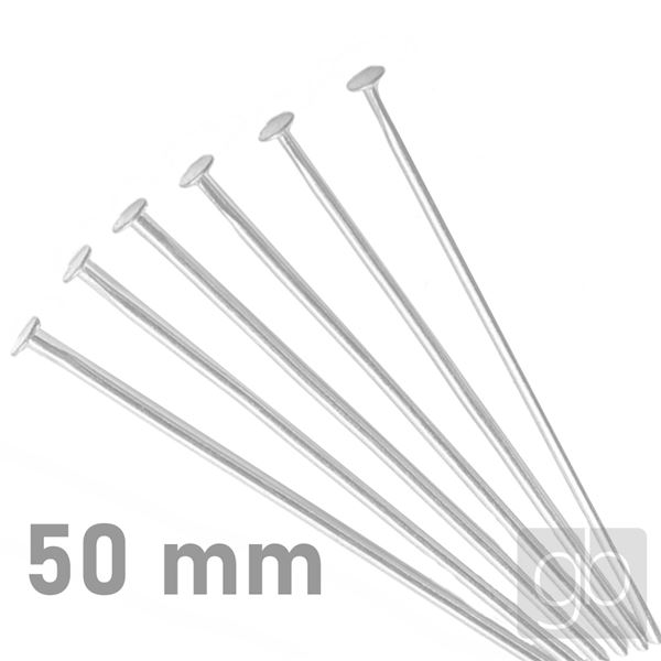 Flat Head Pins SILVER 50 mm 50 pcs.