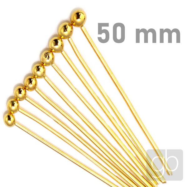 Round Head Pins GOLD 50 mm 10 pcs.