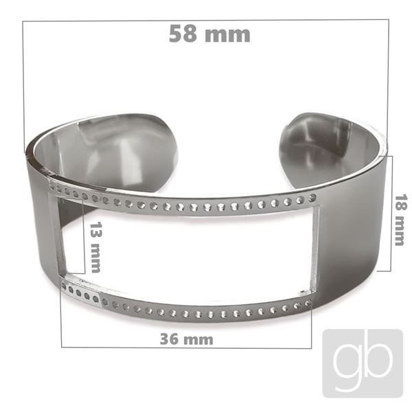 Bracelet base CENTERLINE Surgical steel Rhodium plated