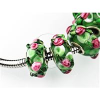Lampwork beads hole 6 mm Green PDR1
