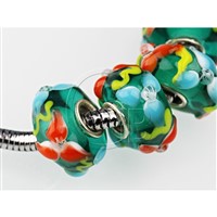 Lampwork beads hole 6 mm Green PDR11