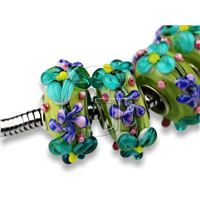 Lampwork beads hole 6 mm Green PDR2