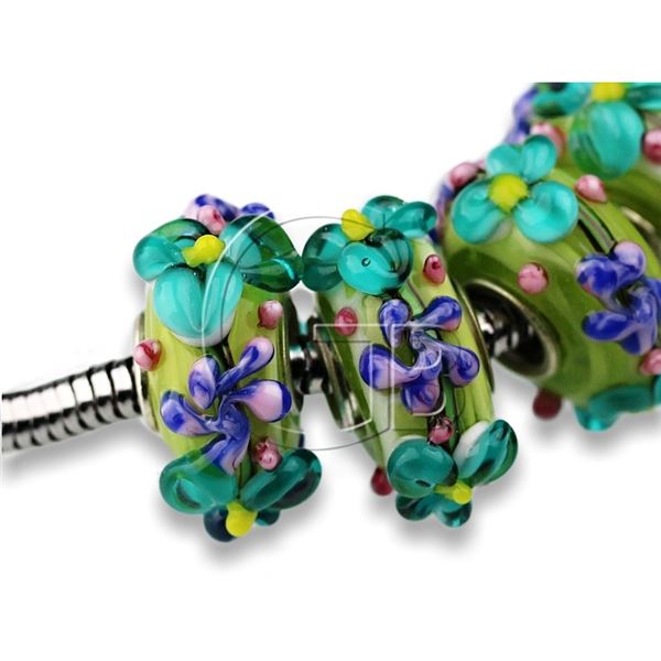 Lampwork beads hole 6 mm Green PDR2
