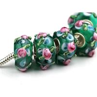 Lampwork beads hole 6 mm Green PDR30