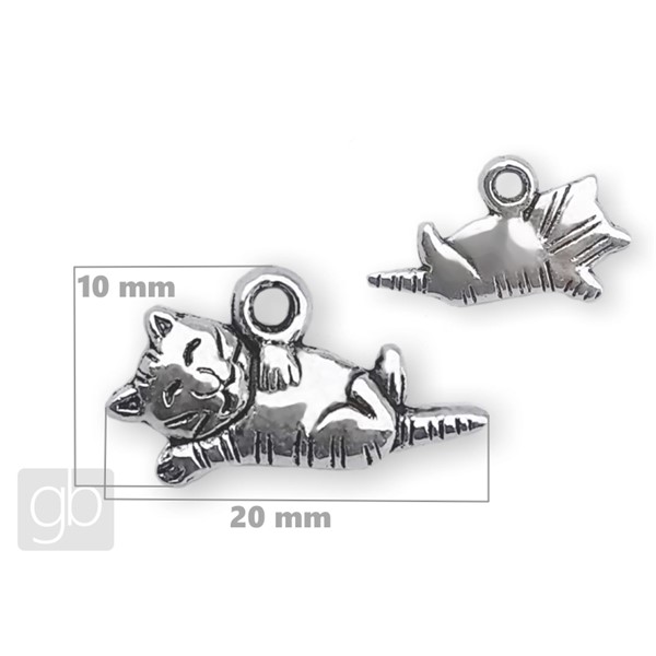 Pendant Cat 20 x 10 mm Platinum