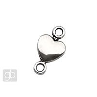 Heart pendant connector 15 x 8 mm Platinum
