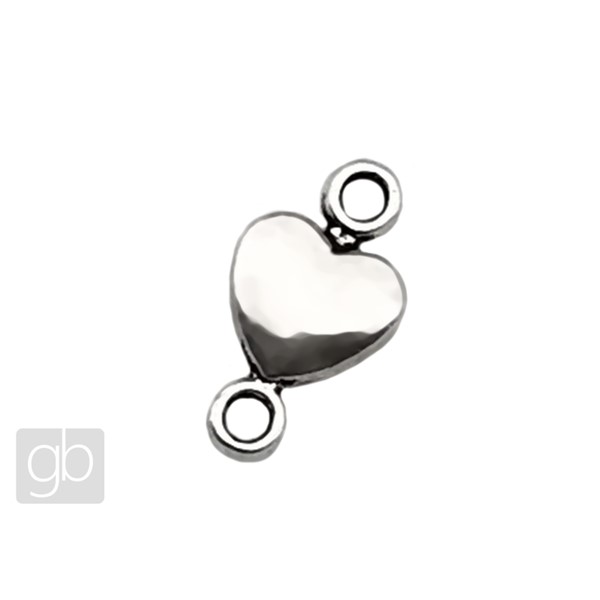 Heart pendant connector 15 x 8 mm Platinum