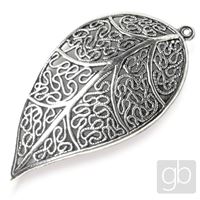Pendant LEAF Filigree 57 x 31 mm Old silver