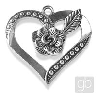 HEART pendant 28 mm Antique silver