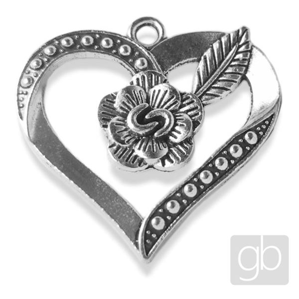 HEART pendant 28 mm Antique silver