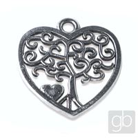 Heart pendant 17 mm Old silver