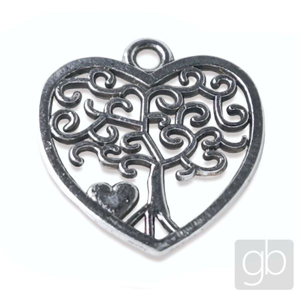 Heart pendant 17 mm Old silver