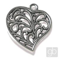 Heart pendant Filigran 19 mm Old silver
