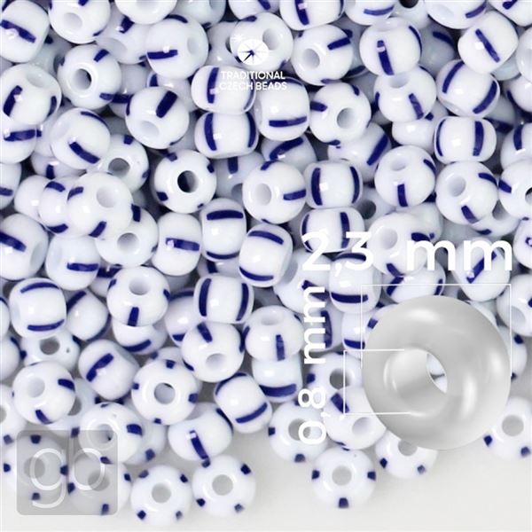 Preciosa STRIPED Seed Beads 10/0 2,3 mm Blue White 03330 20 g