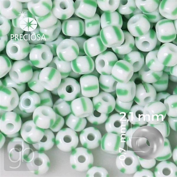 Preciosa STRIPED 11/0 2,1 mm White Green 03850 20 g
