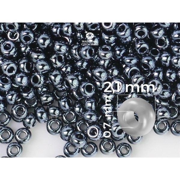 Preciosa Seed beads 11/0  2,1 mm Hematit (49102) 20 g