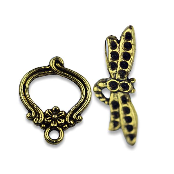 Toogle clasps DRAGONFLY Old silver