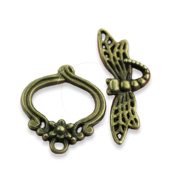 Toogle clasps DRAGONFLY Old brass